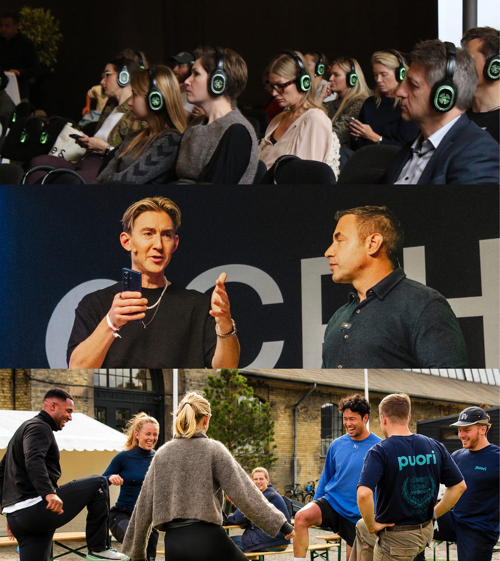 The Premium Access experience — silent talks at the Summit, speakers on the main stage, and outdoor community sessions